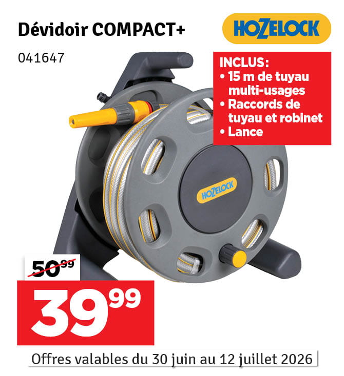 Dévidoir portable 15 m Ø 12,5 mm HOZELOCK